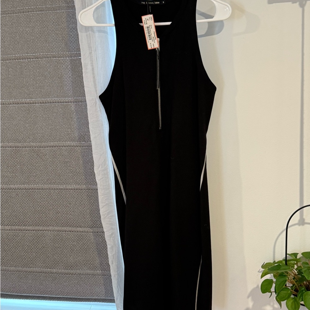 Rag & Bone Black Zip-Trimmed Dress